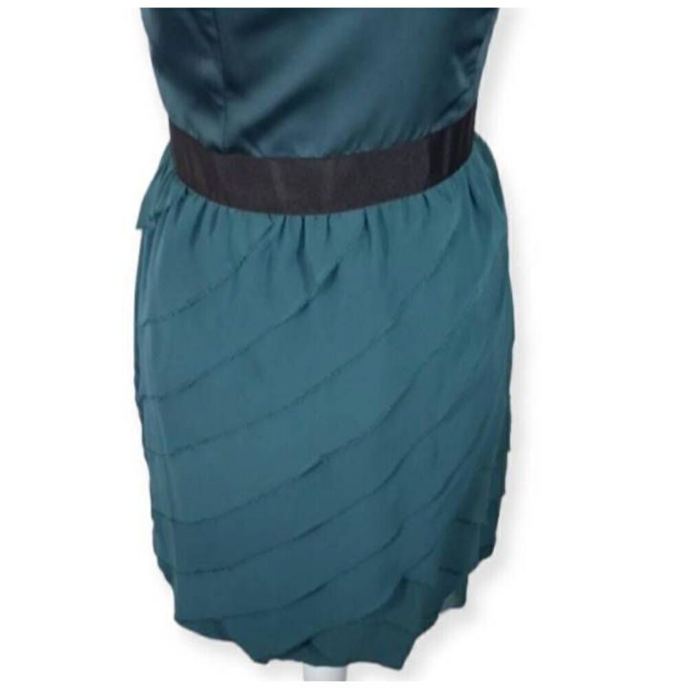 LC LAUREN CONRAD GREEN & BLACK ONE SHOULDER DRESS SZ.12 EUC. - Picture 3 of 8